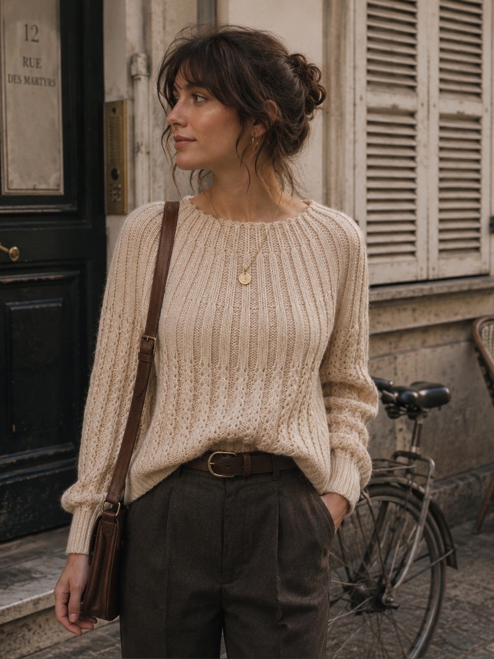 Hand knit ivory sweater